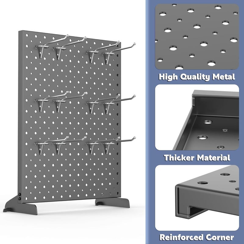 WALMANN Metal Tabletop Pegboard Display Stand for Craft Shows, 12" x 16" Countertop Peg Board with Hooks for Jewelry & Accessories (Black, 2-Pack) - Image 4